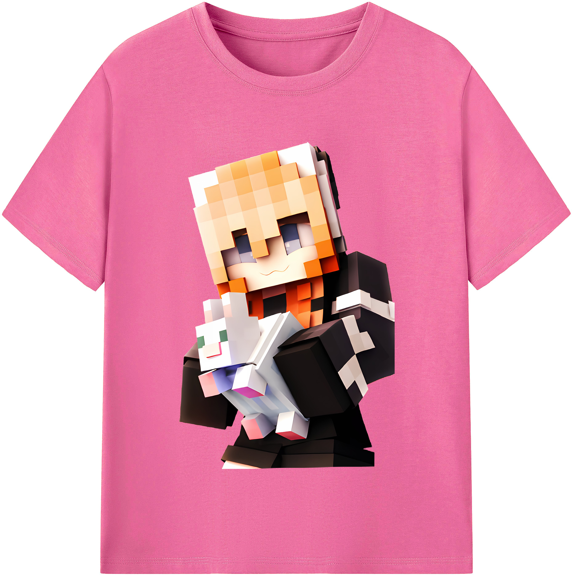（画像用） マインクラフト ブロックの世界 Minecraft MC Block world レディースカジュアルプリントTシャツ（綿100％）